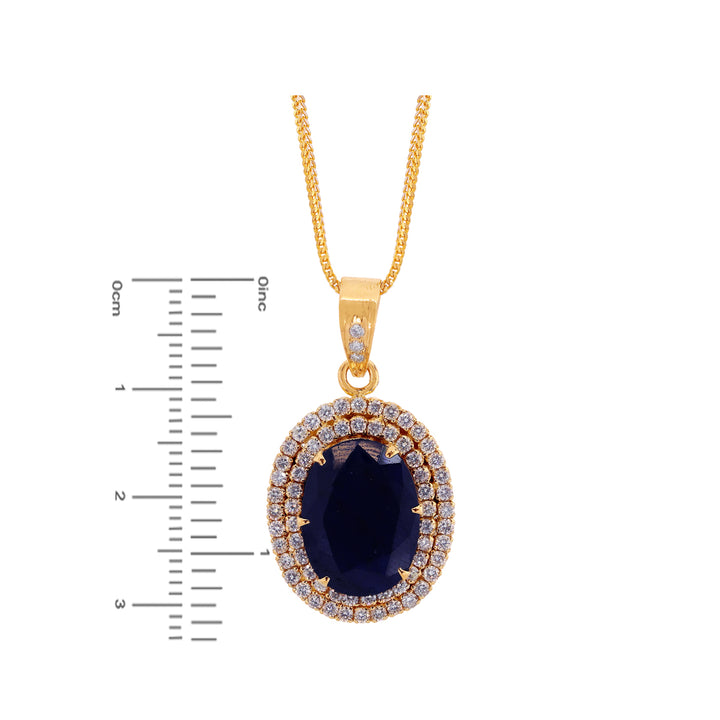 1.97Ct VS/GH Diamond Pendant Set with Sapphire in 18K Gold