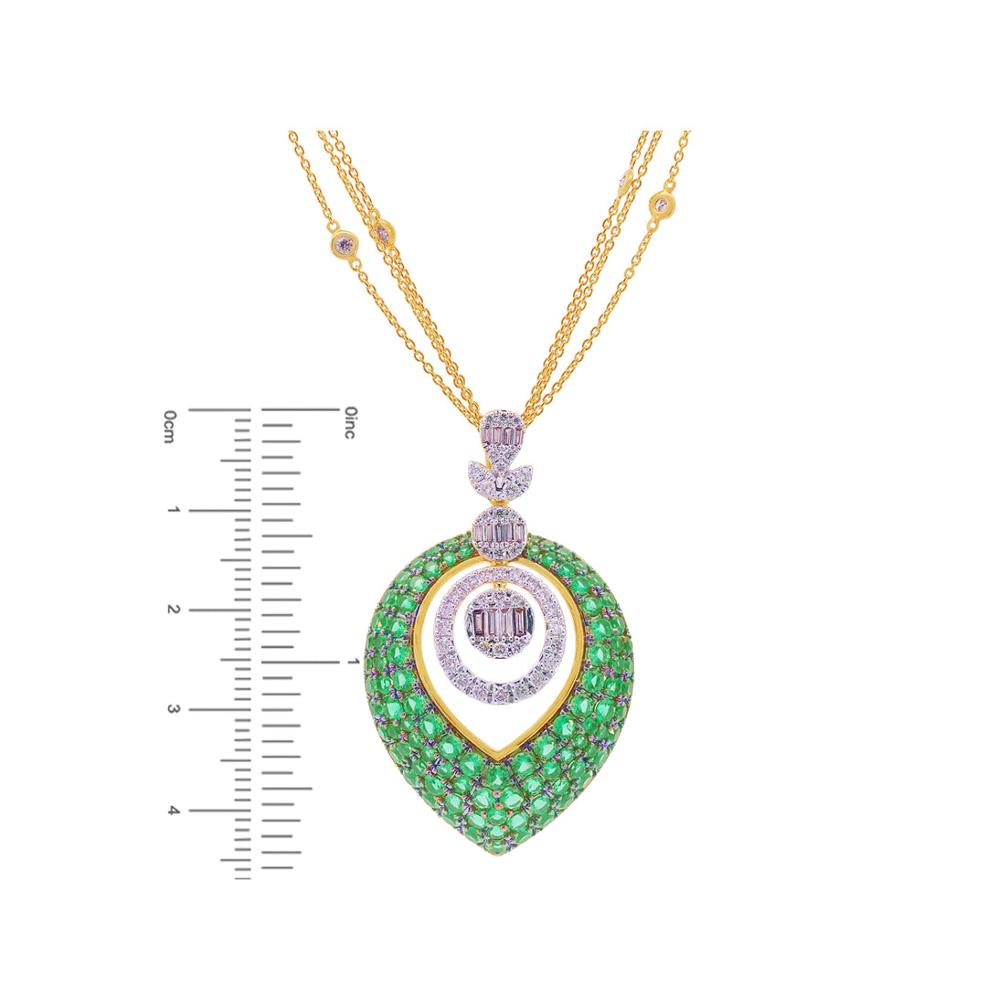 1.97Ct VS/HI Diamond Pendant Set With Gemstones in 18K Gold