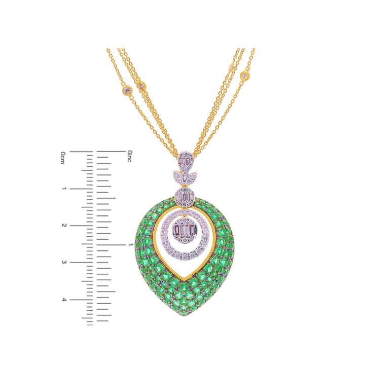 1.97Ct VS/HI Diamond Pendant Set With Gemstones in 18K Gold