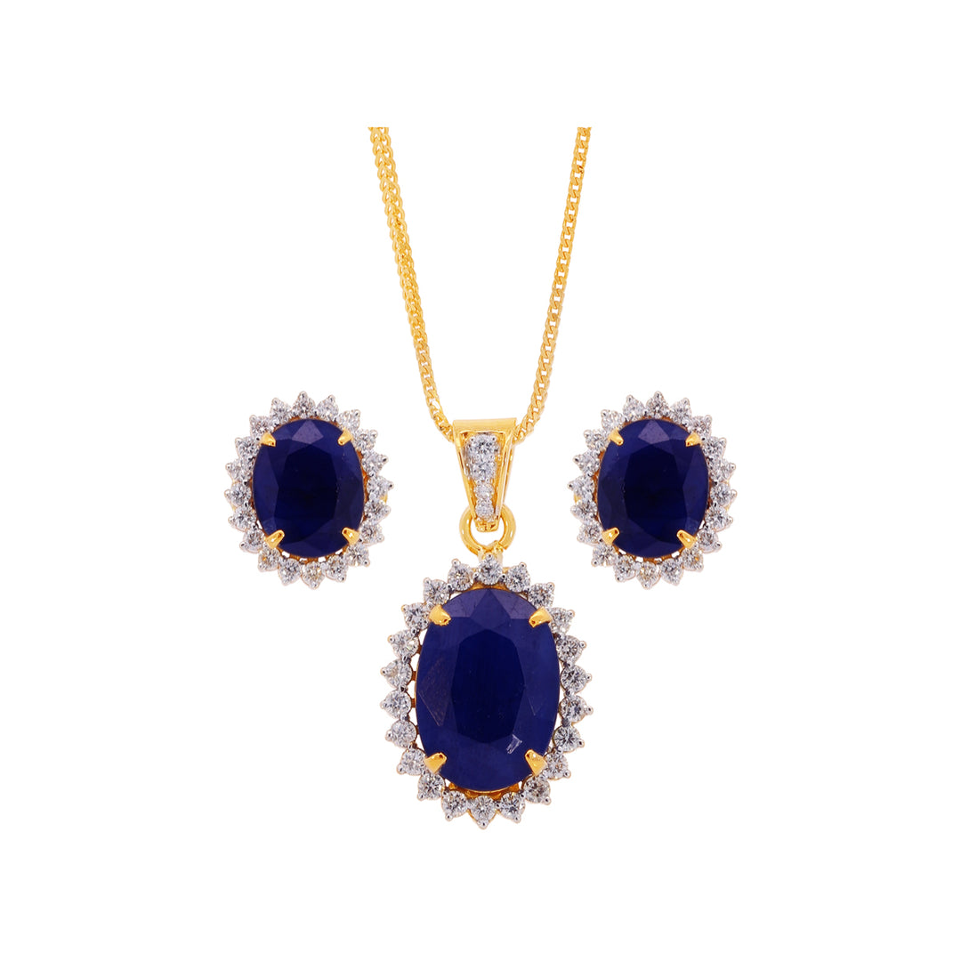 1.31Ct VS/GH Diamond Pendant Set With Sapphire in 18K Gold