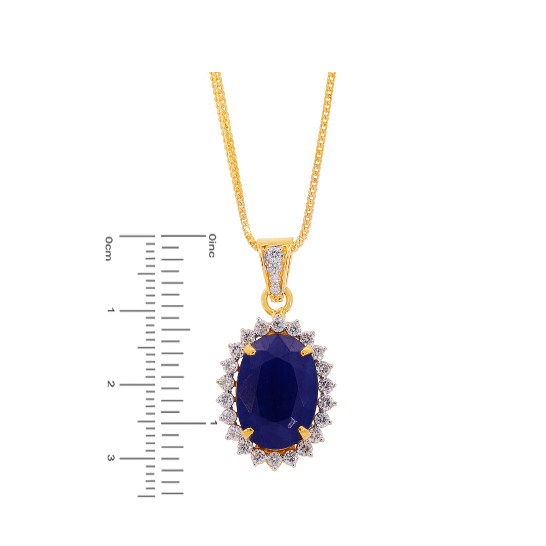 1.31Ct VS/GH Diamond Pendant Set With Sapphire in 18K Gold