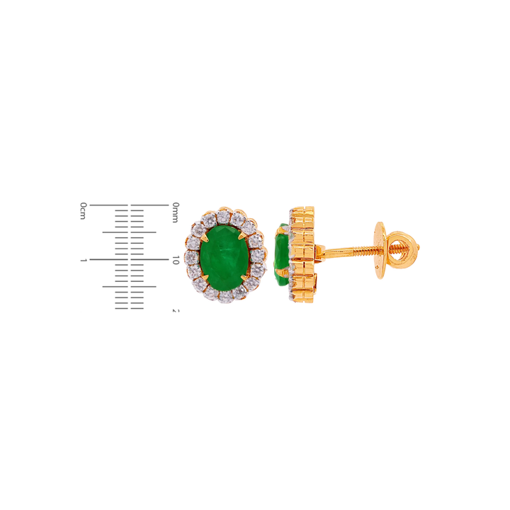 1.44Ct VS/GH Diamond Pendant Set With Emerald in 18K Gold