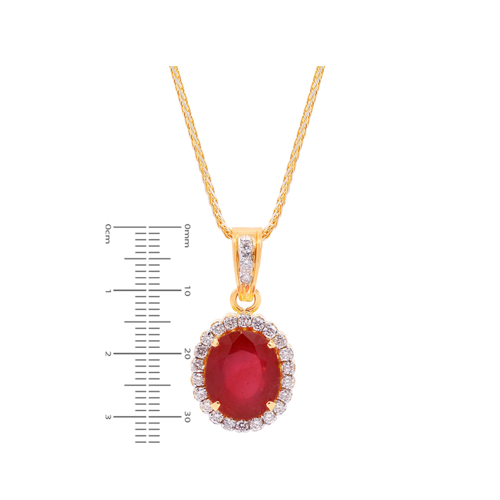 1.53Ct VS/GH Diamond Pendant Set With Ruby in 18K Gold
