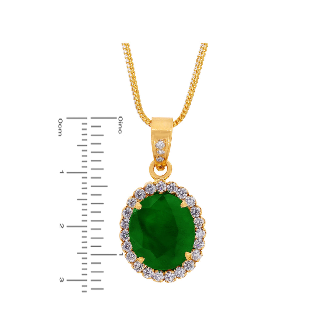 1.73Ct VS/GH Diamond Pendant Set With Emerald in 18K Gold