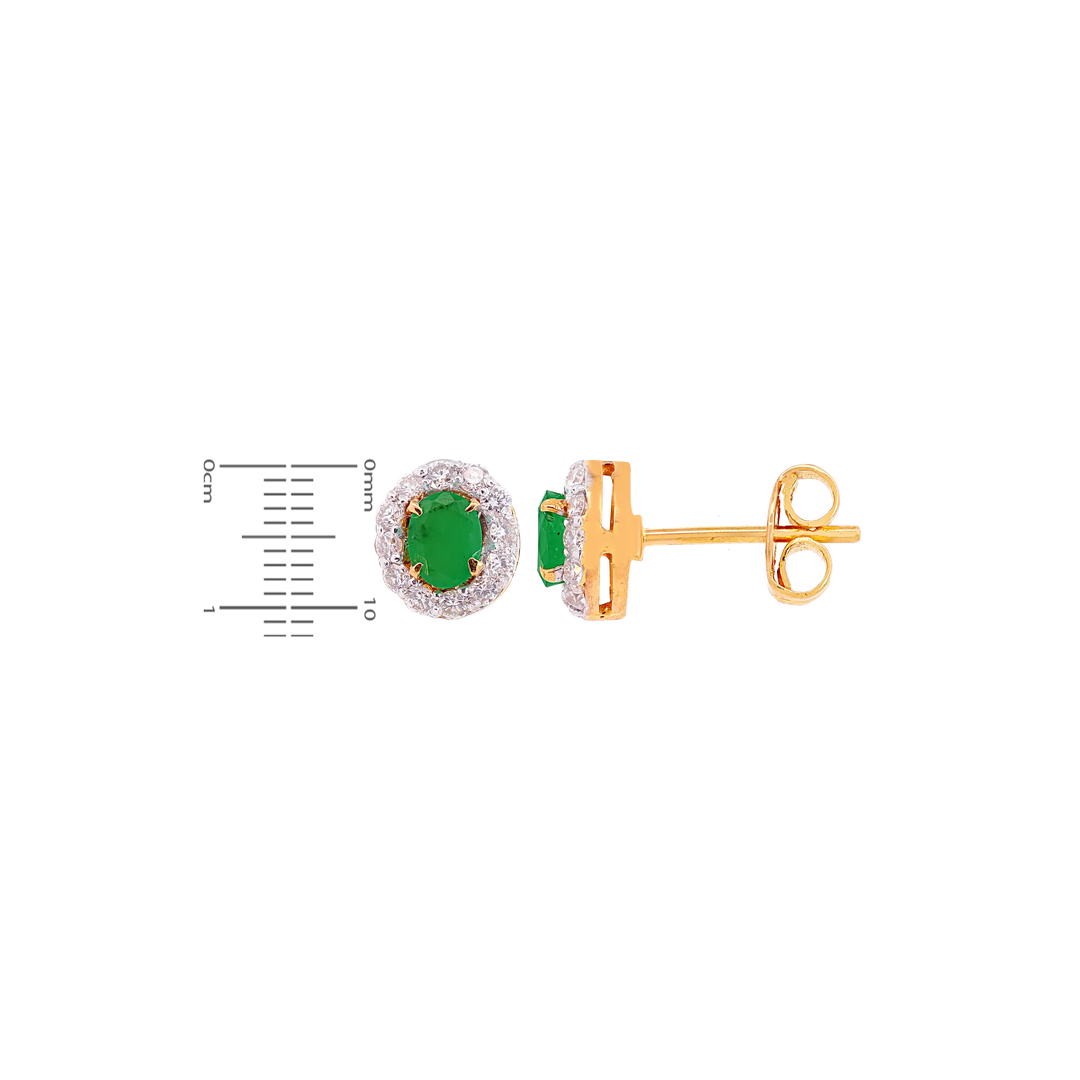 0.67Ct VS/GH Diamond Pendant Set With Emerald in 18K Gold