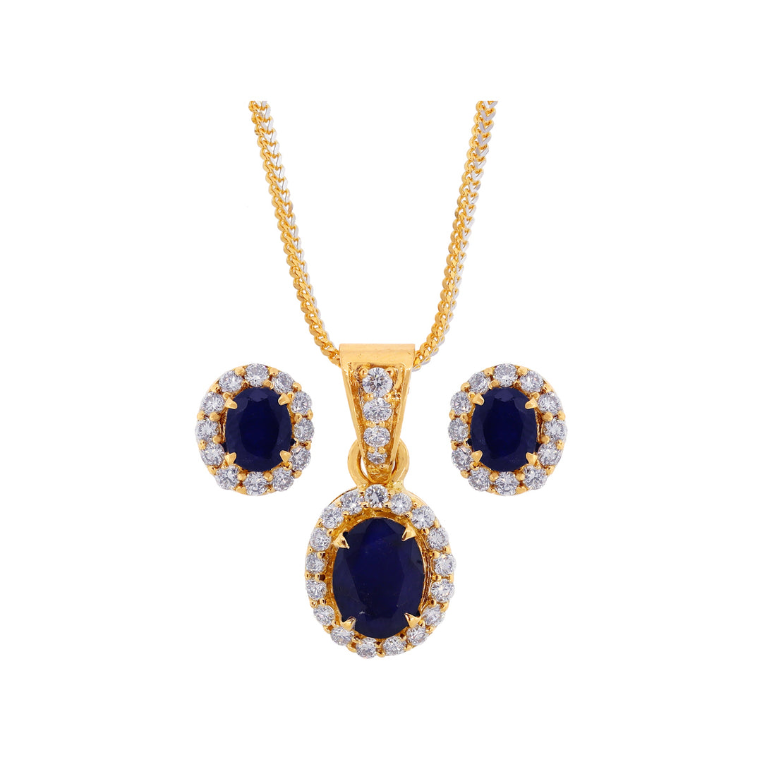 0.67Ct VS/GH Diamond Pendant Set With Sapphire in 18K Gold