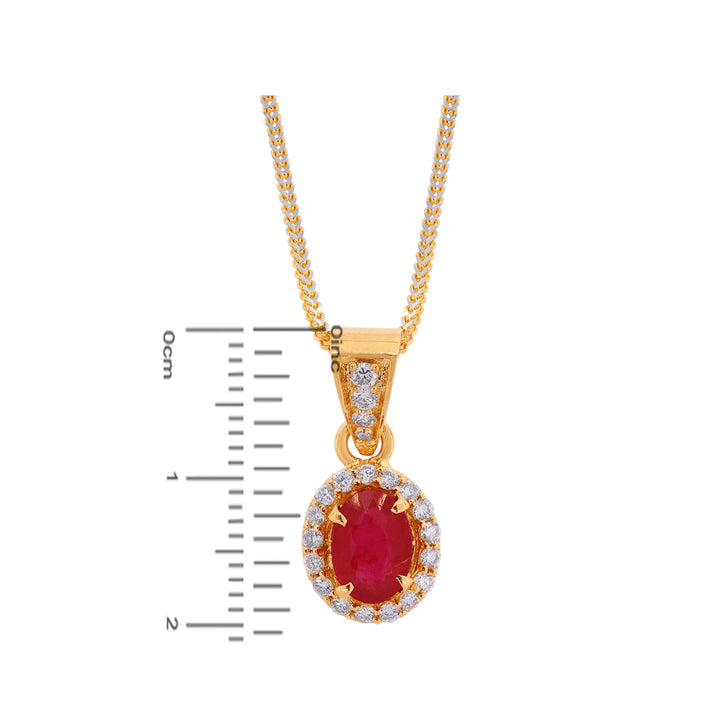 0.66Ct VS/GH Diamond Pendant Set With Ruby in 18K Gold