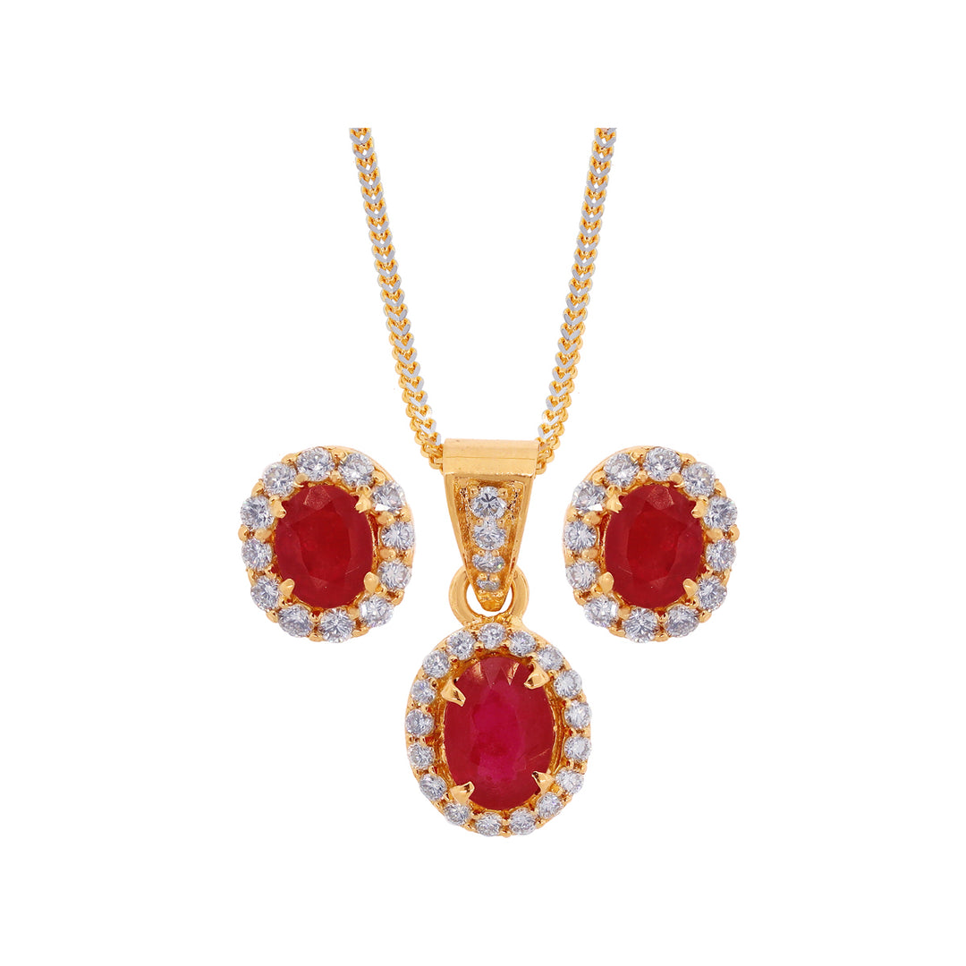 0.66Ct VS/GH Diamond Pendant Set With Ruby in 18K Gold