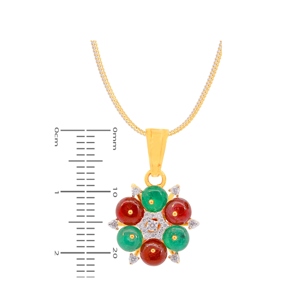 0.40Ct VVS/EF Diamond Pendant Set With Gemstones in 18K Gold