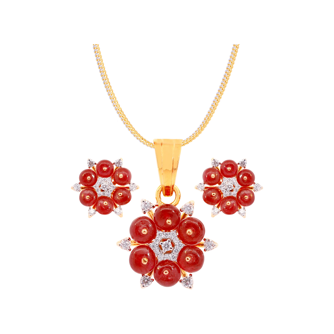 0.39Ct VVS/EF Diamond Pendant Set With Gemstones in 18K Gold