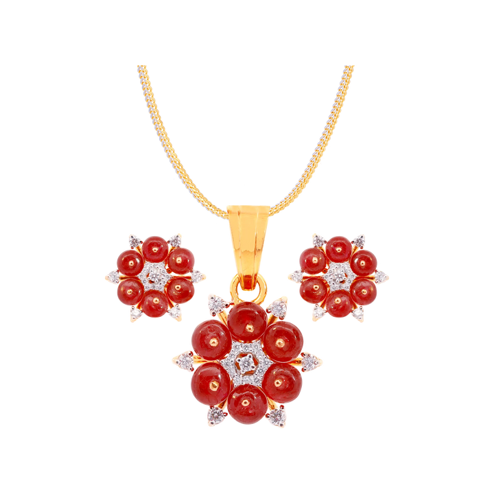 0.39Ct VVS/EF Diamond Pendant Set With Gemstones in 18K Gold