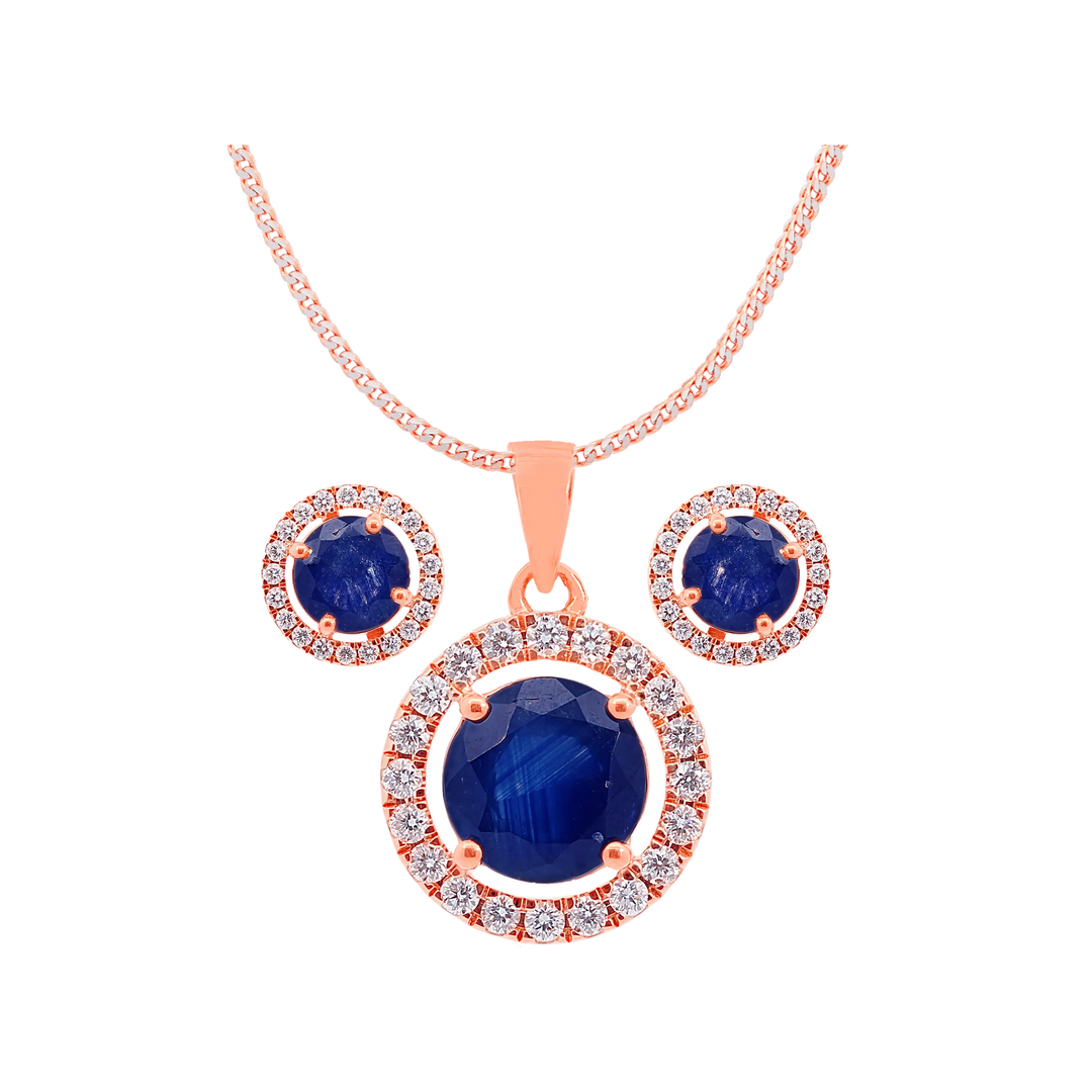 0.56Ct VVS/FG Diamond Pendant Set With Gemstones in 18K Rose Gold