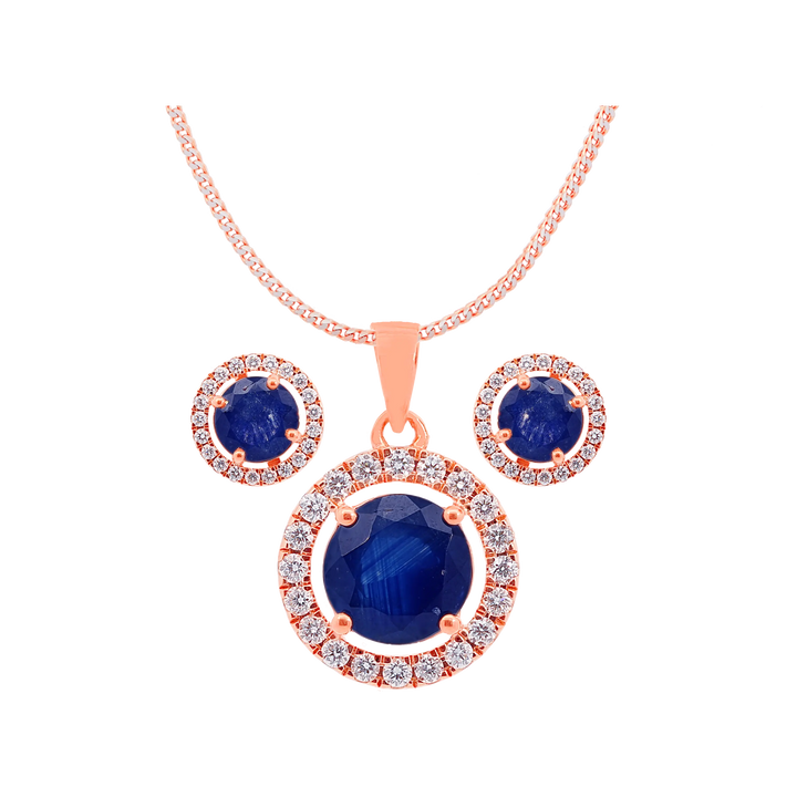 0.56Ct VVS/FG Diamond Pendant Set With Gemstones in 18K Rose Gold