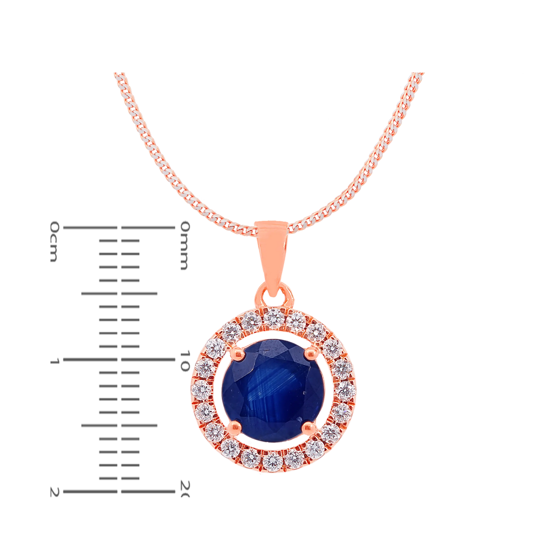 0.56Ct VVS/FG Diamond Pendant Set With Gemstones in 18K Rose Gold
