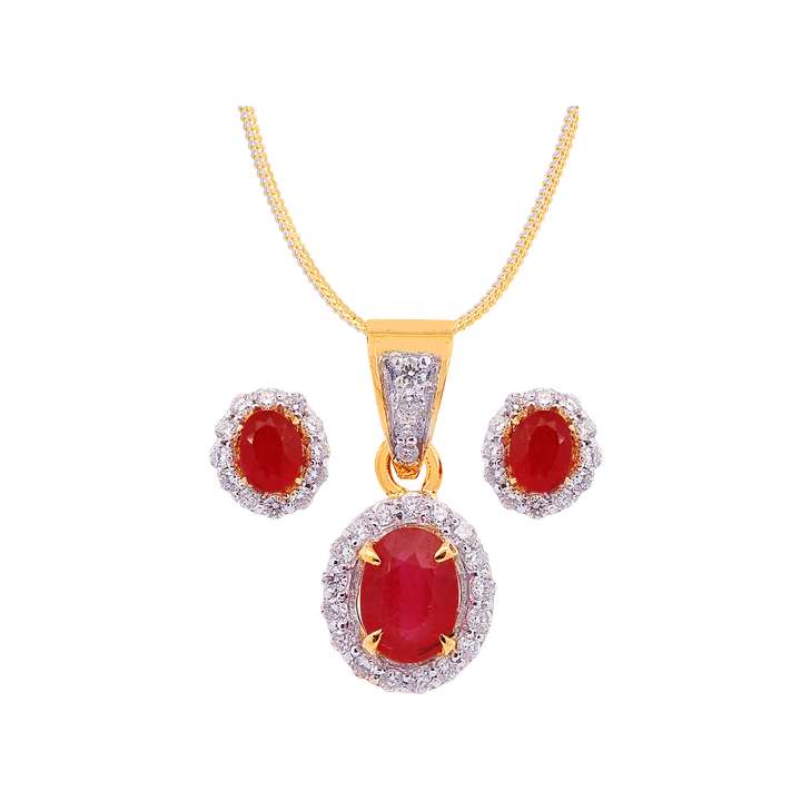 0.53Ct VS/GH Diamond Pendant Set With Ruby in 18K Gold
