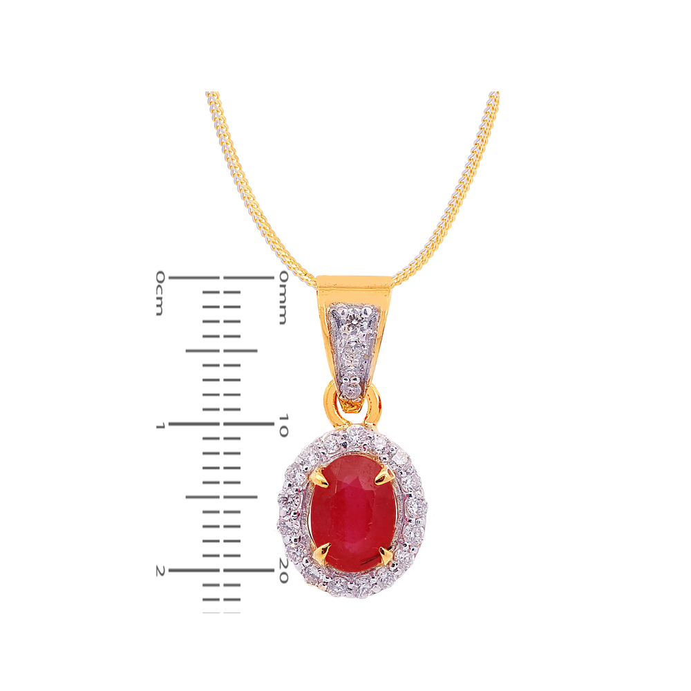 0.53Ct VS/GH Diamond Pendant Set With Ruby in 18K Gold