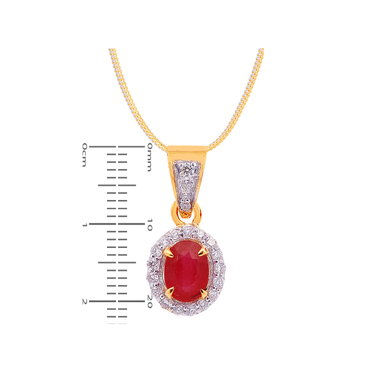 0.58Ct VS/GH Diamond Pendant Set With Ruby in 18K Gold