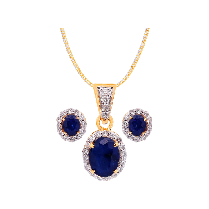 0.53Ct VS/GH Diamond Pendant Set With Sapphire in 18K Gold