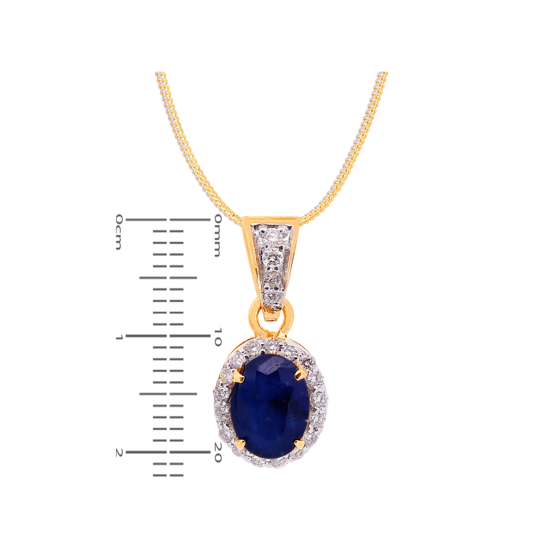 0.53Ct VS/GH Diamond Pendant Set With Sapphire in 18K Gold