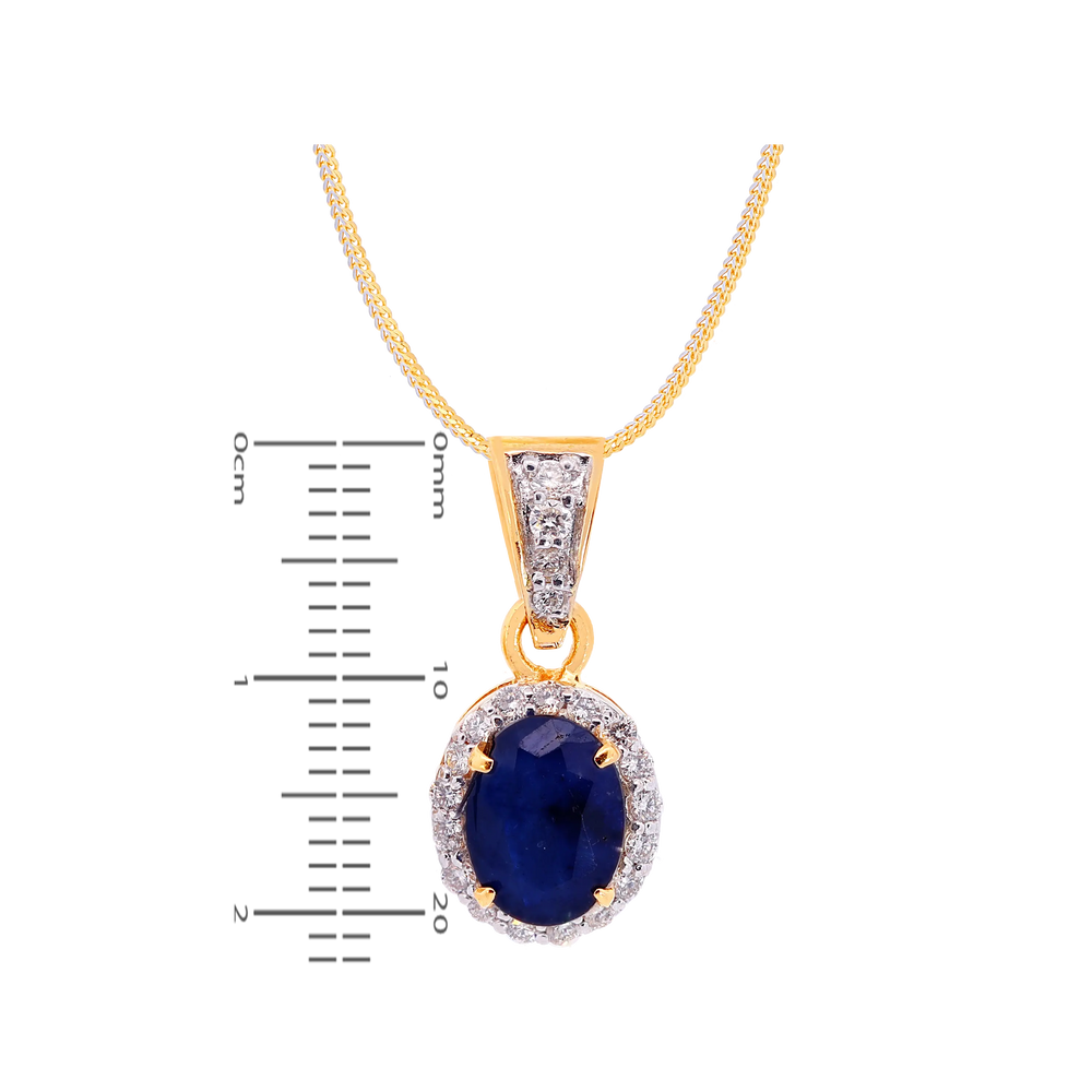 0.53Ct VS/GH Diamond Pendant Set With Sapphire in 18K Gold