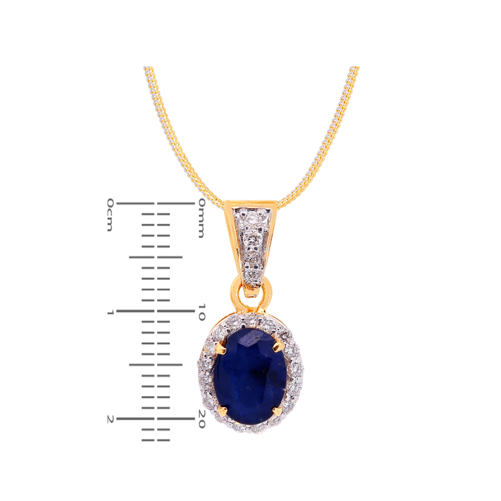 0.53Ct VS/GH Diamond Pendant Set With Sapphire in 18K Gold