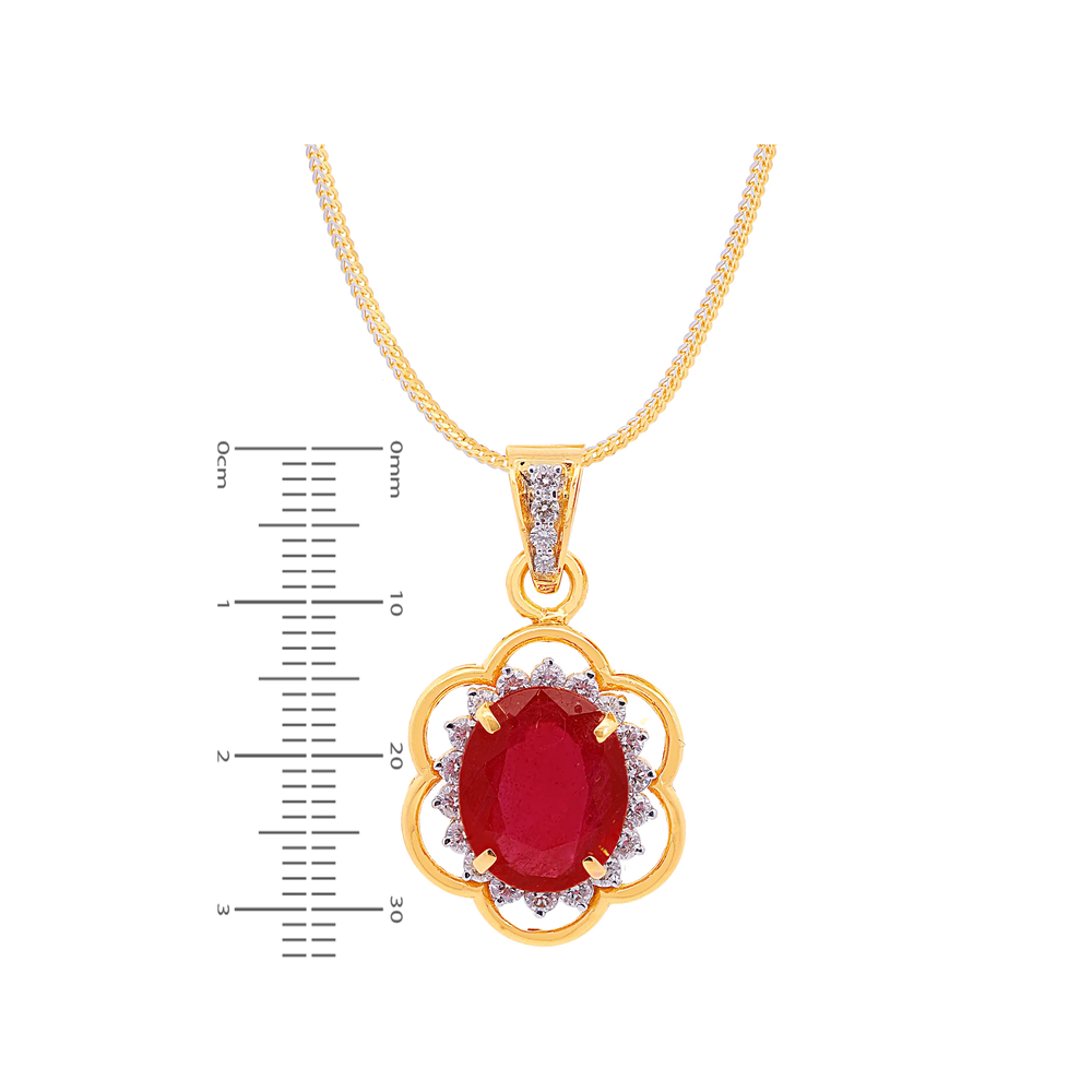 0.86Ct VS/GH Diamond Pendant Set With Ruby in 18K Gold