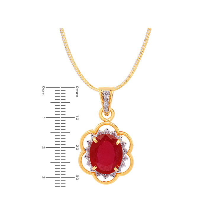 0.86Ct VS/GH Diamond Pendant Set With Ruby in 18K Gold