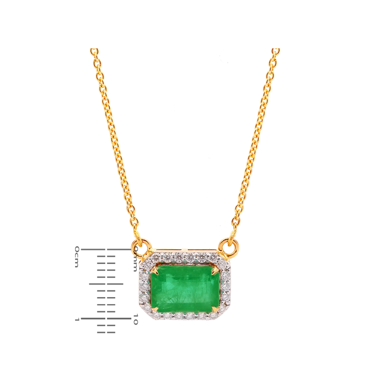 0.97Ct VS/GH Diamond Pendant Set With Emerald in 18K Gold
