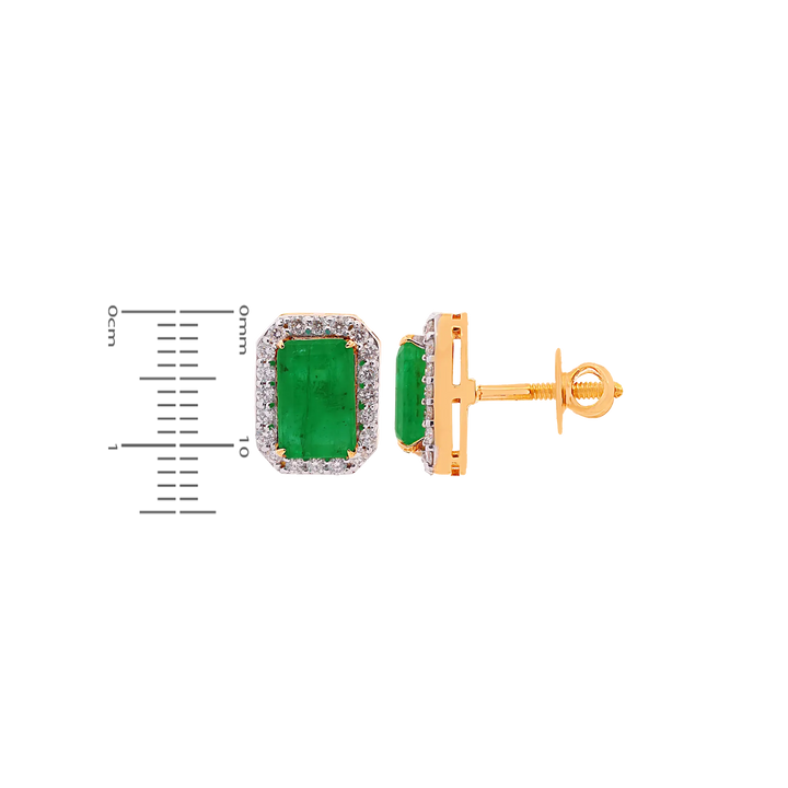 0.97Ct VS/GH Diamond Pendant Set With Emerald in 18K Gold