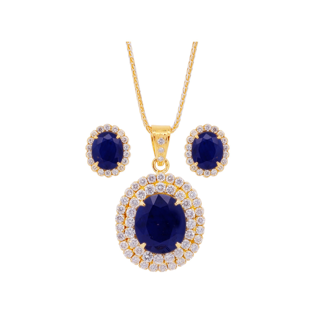 2.93Ct VS/GH Diamond Pendant Set With Sapphire in 18K Gold