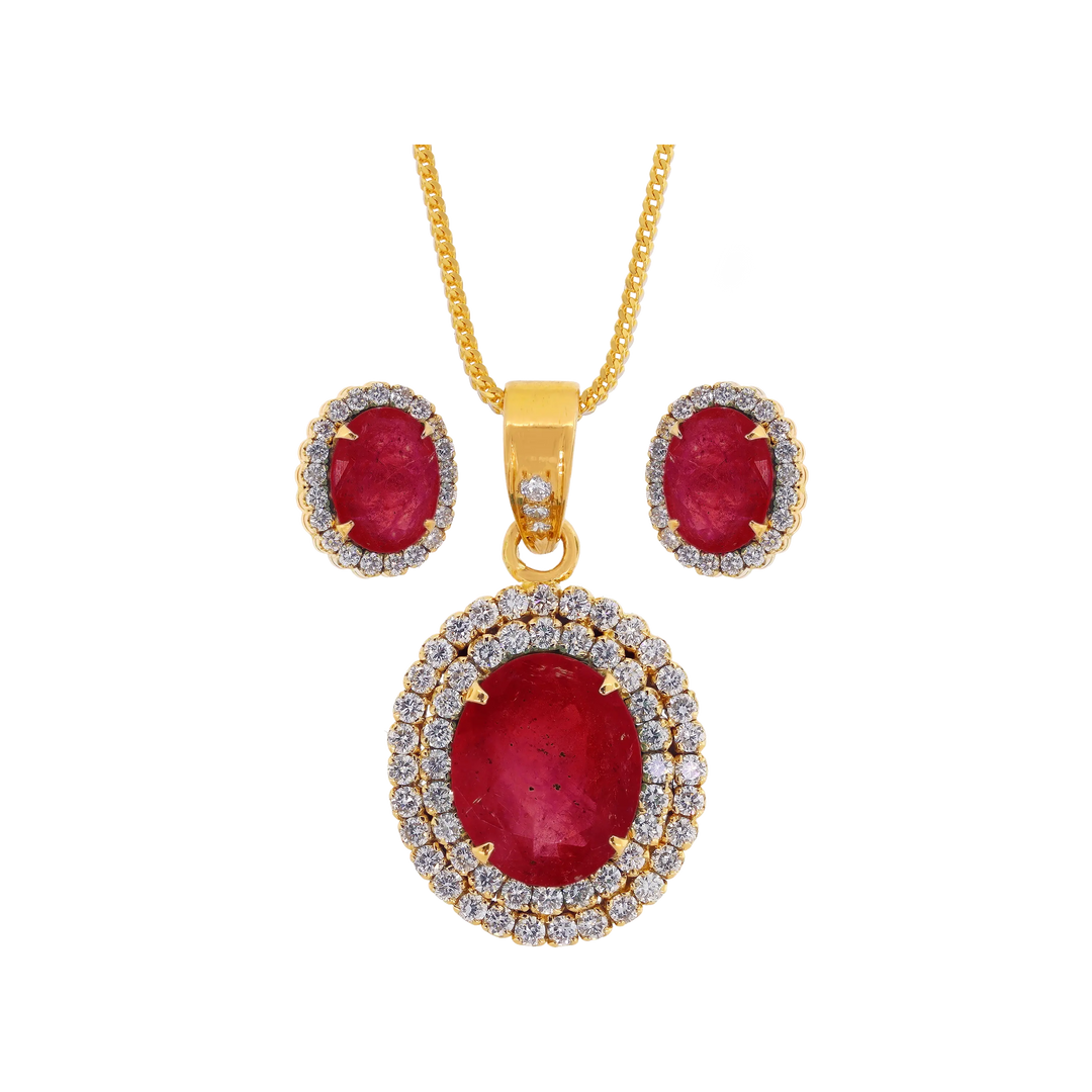 2.46Ct VS/GH Diamond Pendant Set With Ruby in 18K Gold