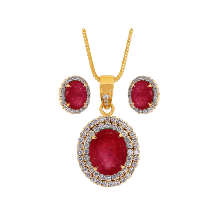 2.46Ct VS/GH Diamond Pendant Set With Ruby in 18K Gold