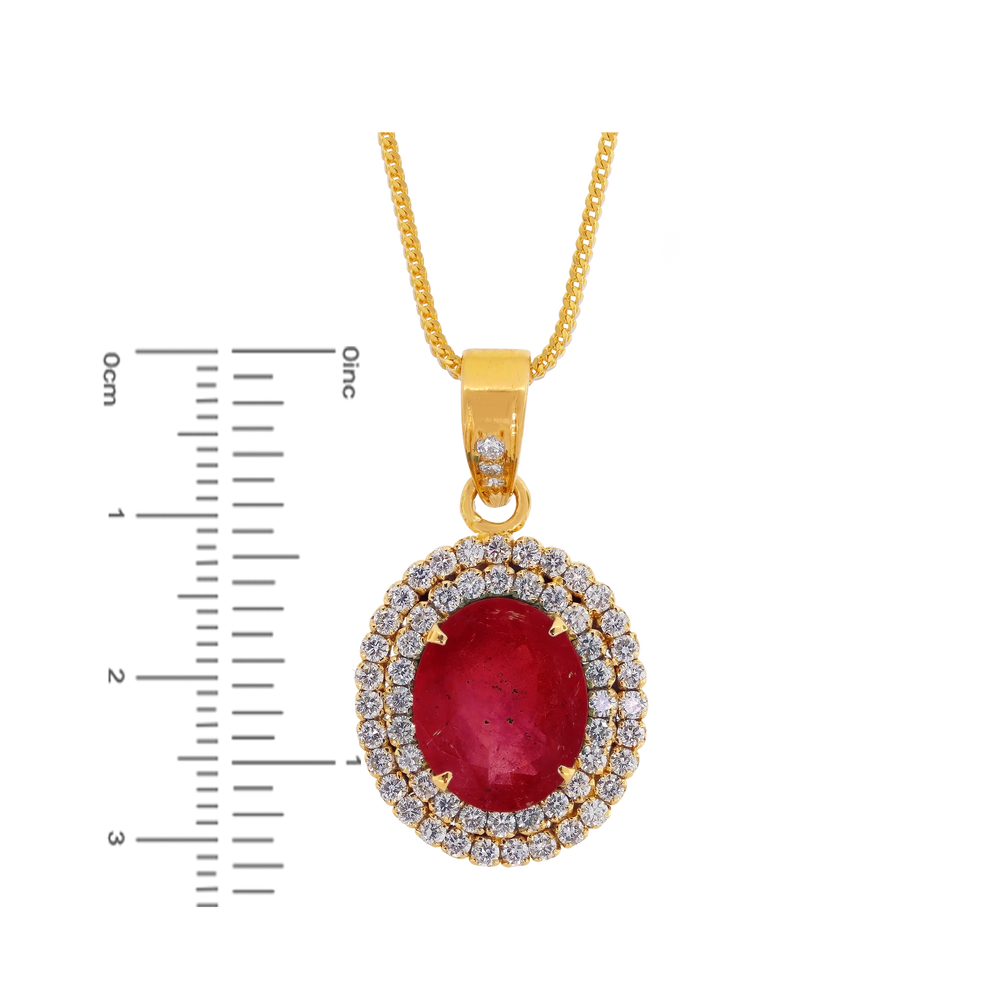 2.46Ct VS/GH Diamond Pendant Set With Ruby in 18K Gold