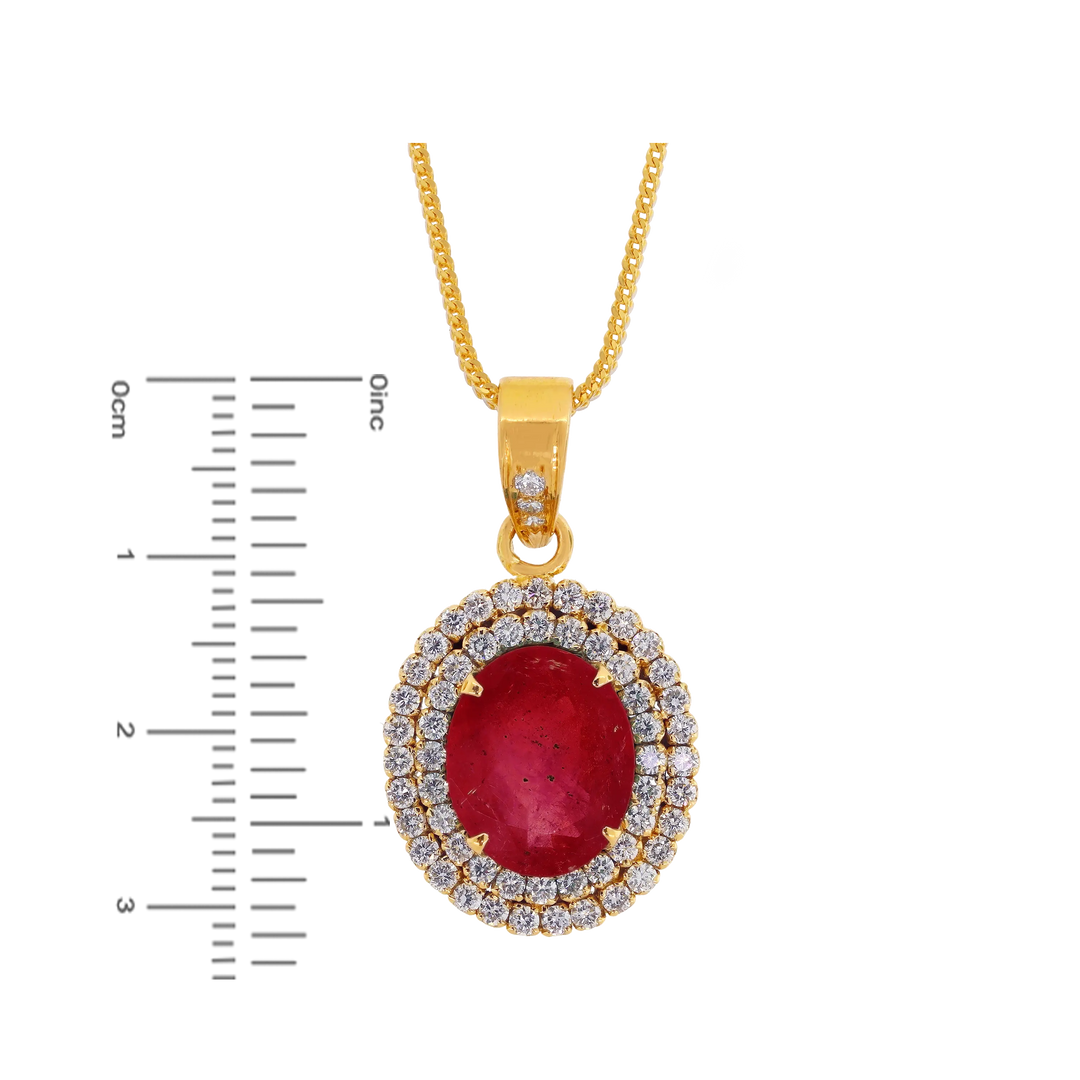2.46Ct VS/GH Diamond Pendant Set With Ruby in 18K Gold