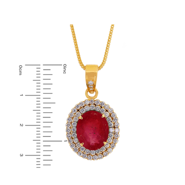 2.46Ct VS/GH Diamond Pendant Set With Ruby in 18K Gold