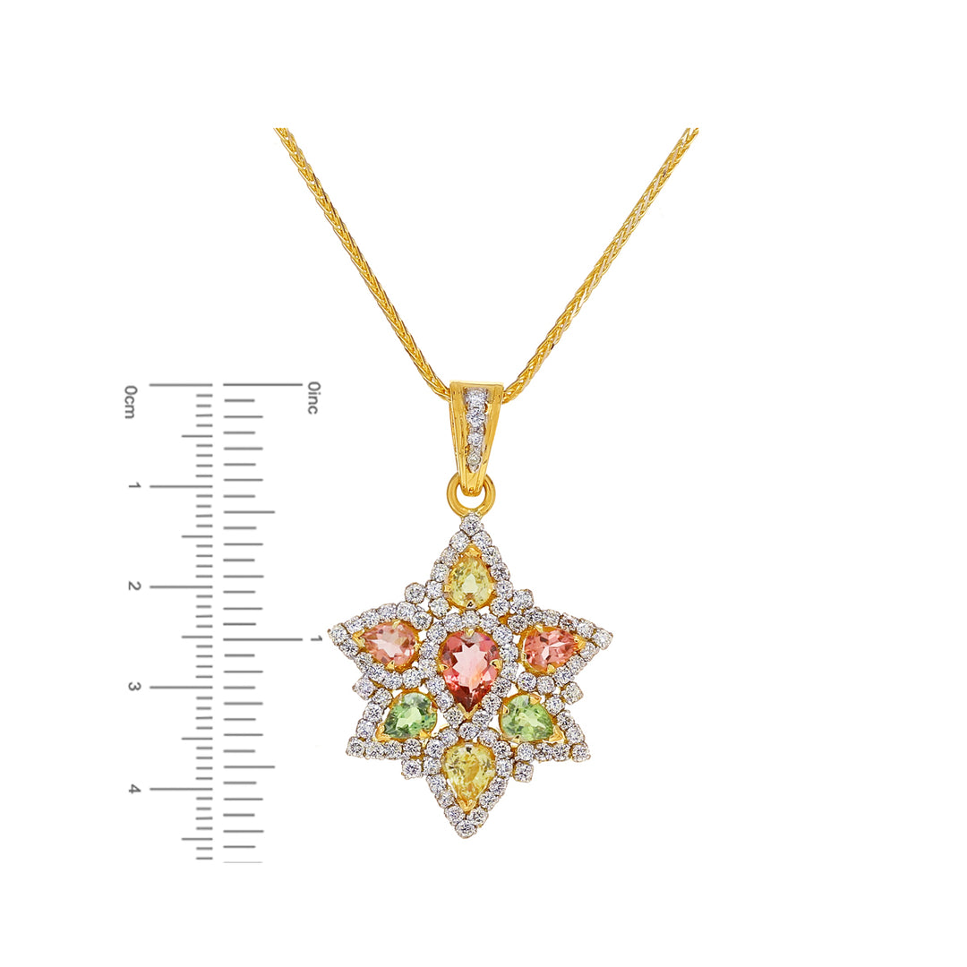 3.65Ct Diamond VS/GH Pendant Set with Gemstones in 18K Gold