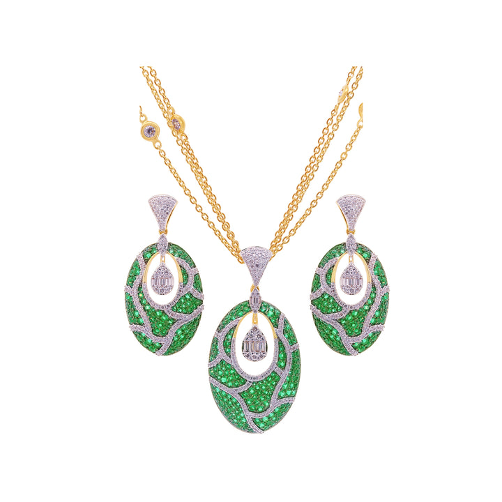 2.66Ct VS/HI Diamond Pendant Set With Gemstones in 18K Gold