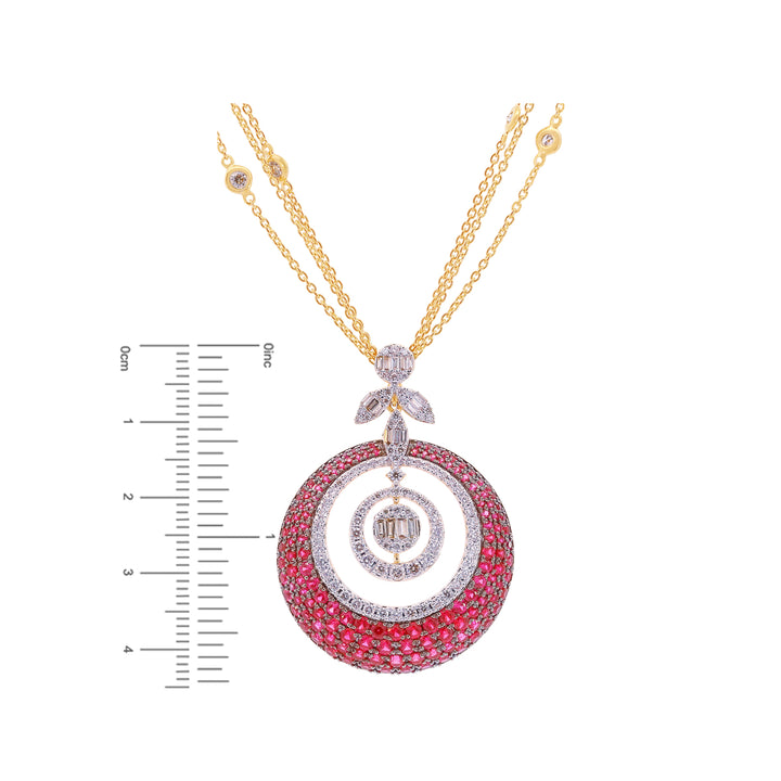 2.45Ct VS-HI Diamond Pendant Set With Gemstones in 18K Gold