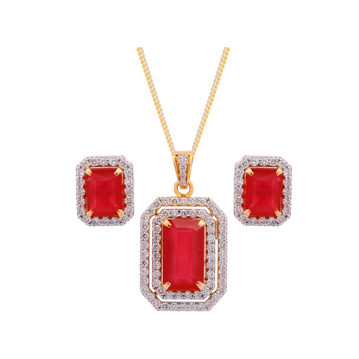 2.25Ct VS/GH Diamond Pendant Set With Ruby in 18K Gold