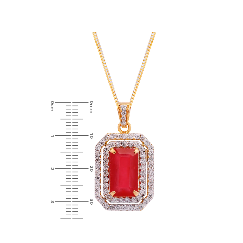 2.25Ct VS/GH Diamond Pendant Set With Ruby in 18K Gold