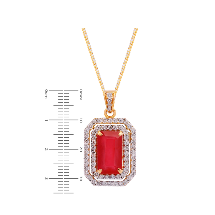 2.25Ct VS/GH Diamond Pendant Set With Ruby in 18K Gold