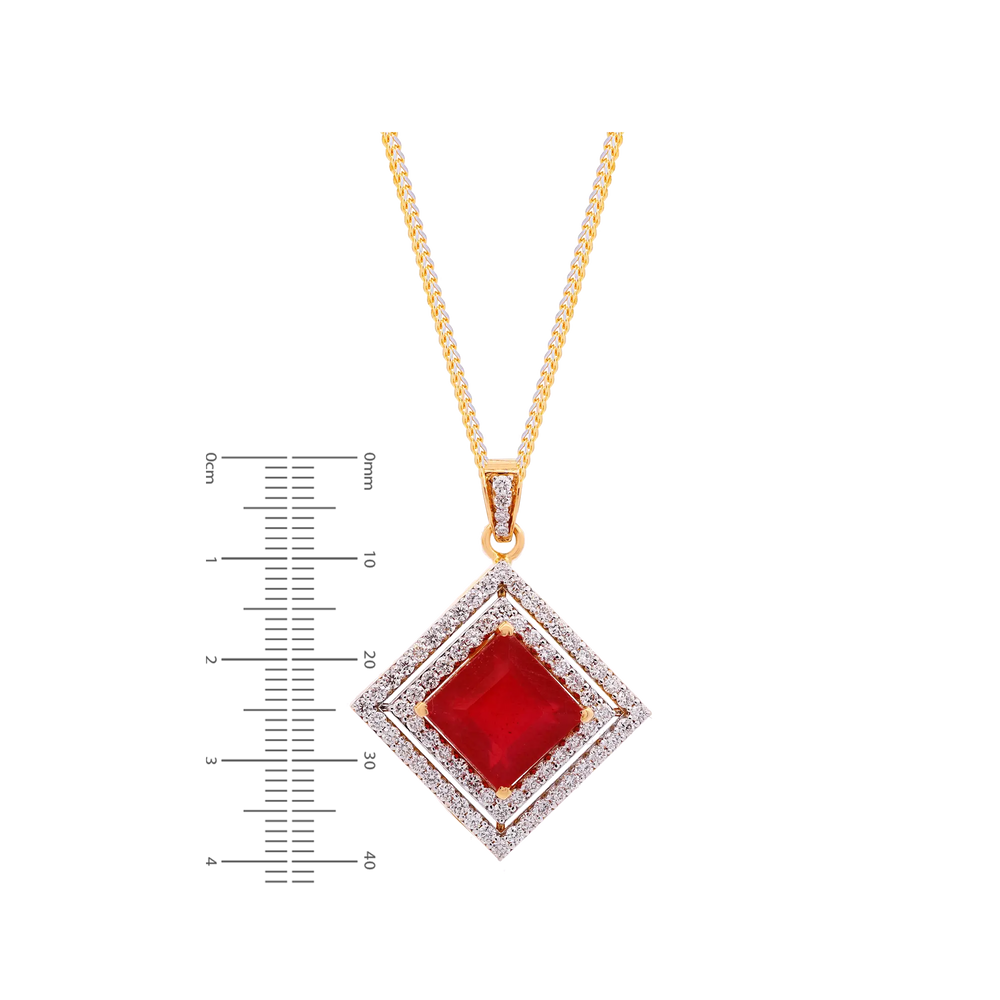 2.33Ct VS/GH Diamond Pendant Set With Ruby in 18K Gold