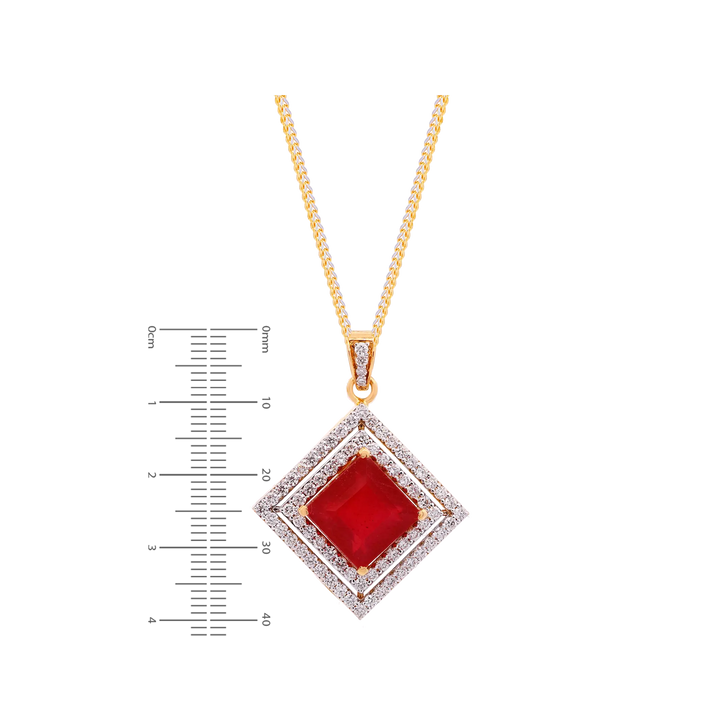 2.33Ct VS/GH Diamond Pendant Set With Ruby in 18K Gold