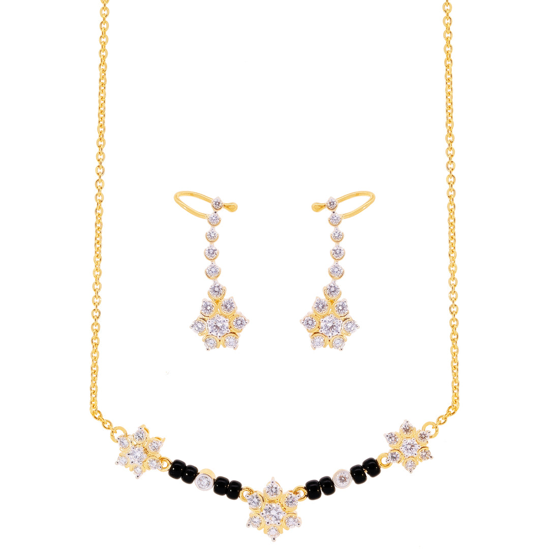 1.30Ct VVS/FG Diamond Mangalsutra Set in 18K Gold