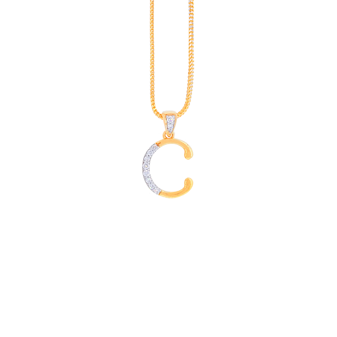 0.08Ct VVS/FG Diamond Initial "C" Pendant in 18K Gold