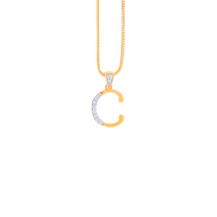 0.08Ct VVS/FG Diamond Initial "C" Pendant in 18K Gold