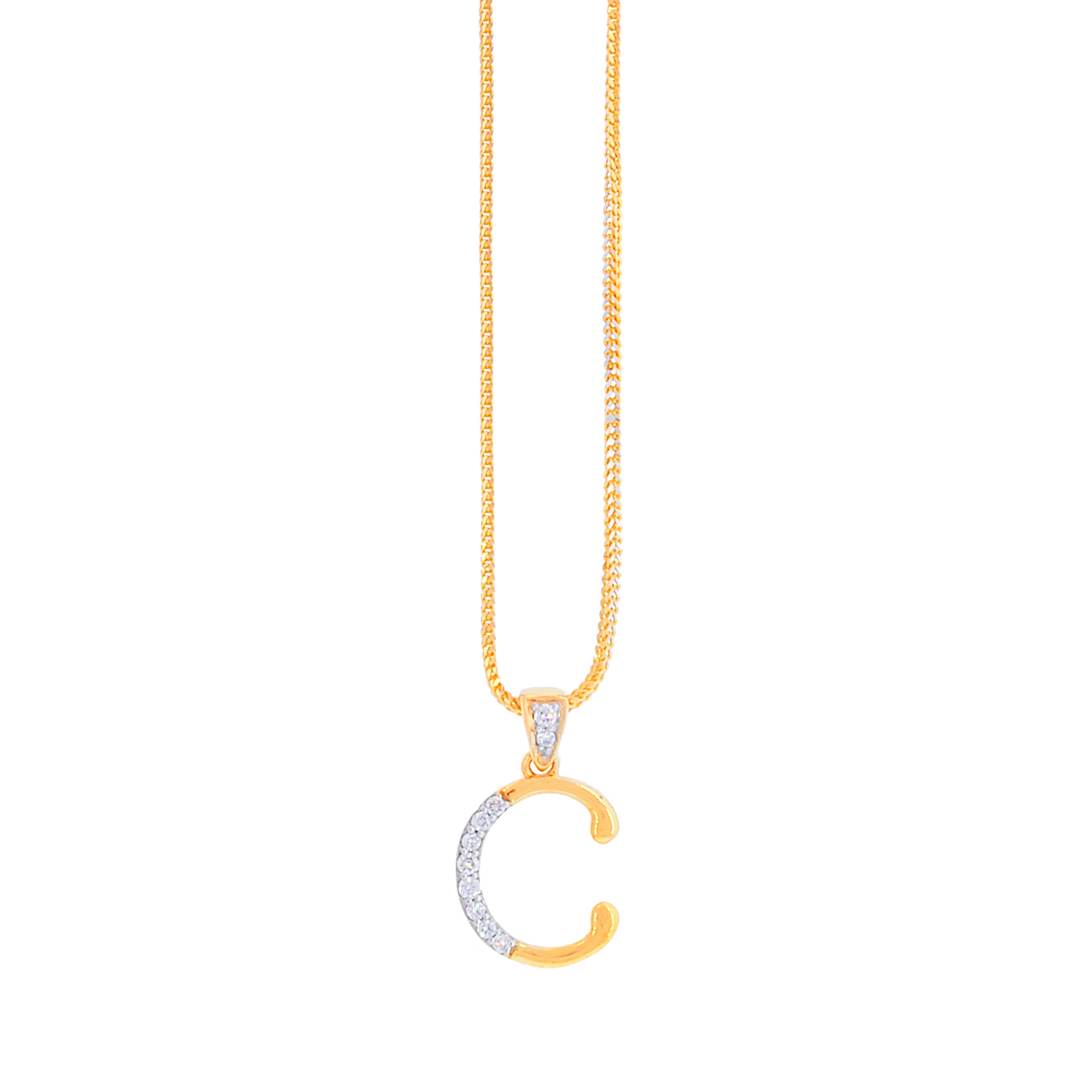 0.07Ct VVS/FG Diamond Initial "C" Pendant in 18K Gold