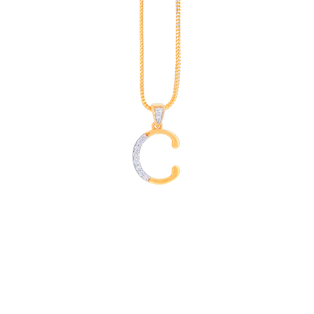 0.07Ct VVS/FG Diamond Initial "C" Pendant in 18K Gold