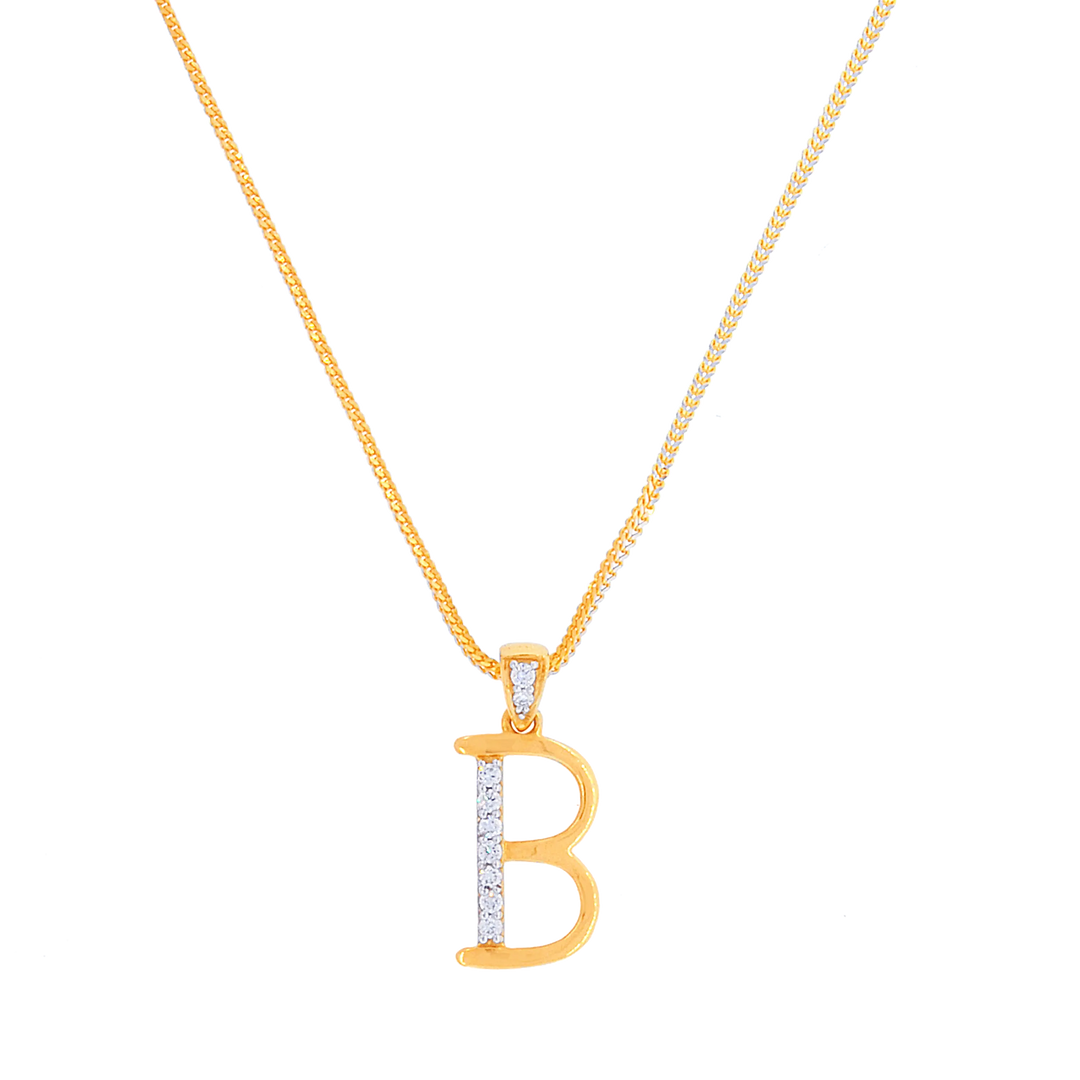 0.09Ct VVS/FG Diamond Initial "B" Pendant in 18K Gold