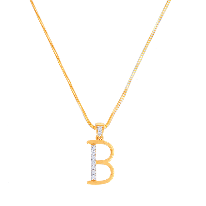0.09Ct VVS/FG Diamond Initial "B" Pendant in 18K Gold